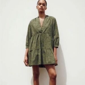Zara Openwork Embroidered Mini Dress